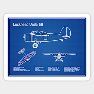 Lockheed Vega 5b of Amelia Earhart - Airplane Blueprint - AD Sticker